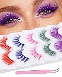 outopen 5 Pairs Colored False Eyelashes Long