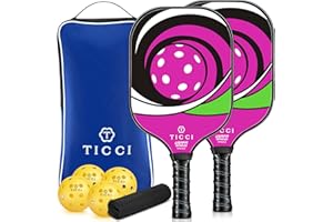 T TICCI Pickleball Paddles Set of 2, USAPA Approved Fiberglass Pickleball Set with 4 Balls & Carry Bag, Lightweight Rackets for Beginners & Adults