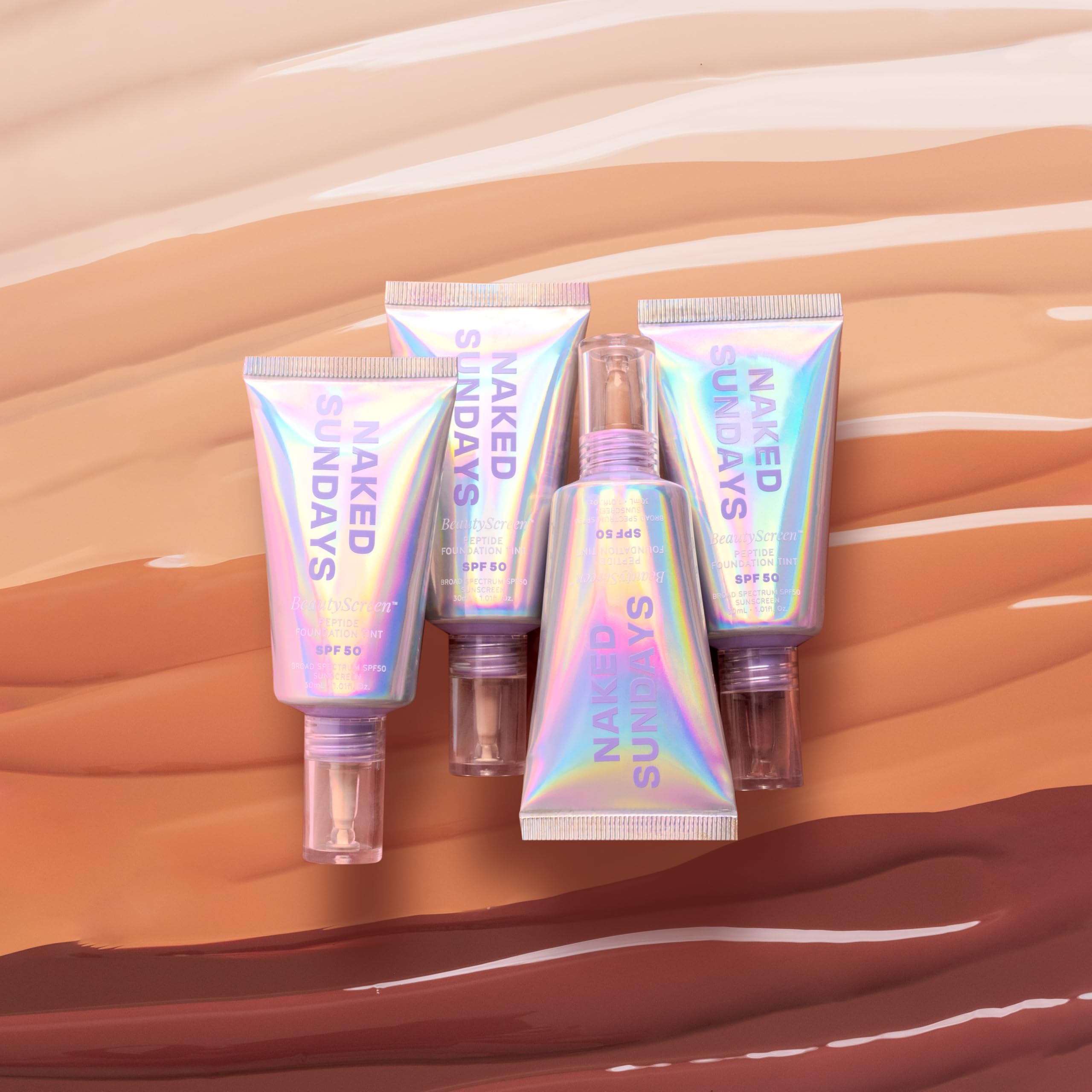 Naked Sundays BeautyScreen™ SPF 50 Mineral Peptide Foundation Tint – 2-in-1 Skin Tint & Mineral Sunscreen | Radiant, Buildable Coverage, Acne-Safe, Infused with Peptides (2.5 Light Neutral, 1.01 oz)