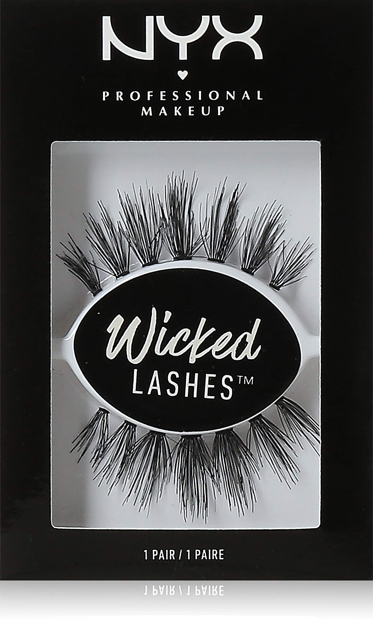 NYX Professional Makeup Wicked Lashes, False Eyelashes with Synthetic Fibres, Single Pair, Reusable, Dramatic Lash Look, Style: Doe Eyes