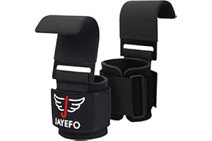 Jayefo Weight Lifting Hooks and Deadlift Straps - Pull up Grips, Lifting Hooks for Weight Lifting - Weight Lifting Straps for Men - Weight Grips for Home and Gym Workout - Standard Size – Black