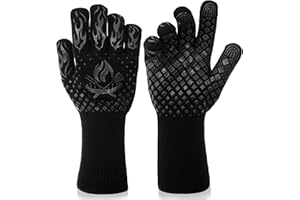 AMZ BBQ CLUB BBQ Gloves - 1472 Degree F Heat Resistant Grilling Gloves - Non-Slip Silicone Grip Design - Grill Gloves for Outdoor Grill, Barbecue, Oven, Cooking, Kitchen and Baking