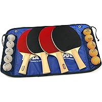 JOOLA Family Premium Table Tennis Bundle Set - 4 Regulation Ping Pong Paddles, 10 Training 40mm Ping Pong Balls, and Carrying