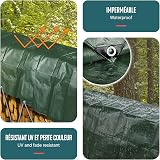 VOUNOT 1.5x6m Waterproof Tarpaulin 240 g/m² Ultra Heavy Duty Green view 4