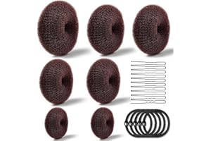TsMADDTs Hair Bun Maker, 7PCS Dount Bun Maker for Long Hair Ring Style, 5PCS Elastic Bands and 20PCS U Shaped Pins Dark Brown for Ballet Styling