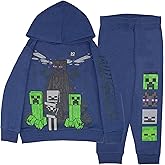 Minecraft Boys 2-Piece Fleece Sweatshirt and Pants Set, Pullover Hoodie and Jogger Bundle for Kids