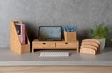 Osco MOSO Bamboo Three Compartment Pen Pot Desk Organizer view 8