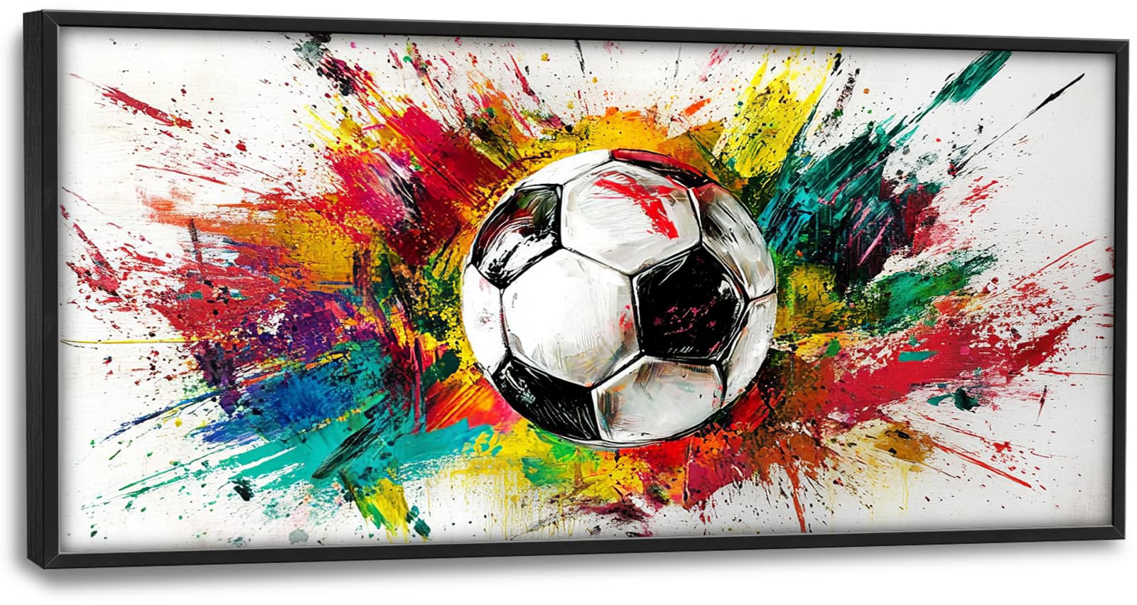 Photo 1 of ***MINOR DAMAGE, SEE IMAGES***Extra Large Framed Soccer Wall Art,Oversized Colorful Graffiti Sport Ball Wall Decor Pictures for Living Room,Canvas Print Painting Modern Artwork Bedroom Office Bathroom Home Decor 60L x30W