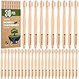 Navona 30 PCS Bamboo Toothbrushes Pack, BPA Free Soft Bristles Toothbrushes for Adults, Eco-Friendly Natural Wooden Toothbrush Bulk, Box of Two Reusable Travel Toothbrush