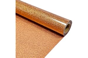MerryMade Orange Glitter Heat Transfer Vinyl 12" x 5 ft HTV for Shirts, Bronze Glitter HTV Iron on for All Cutter Machine - Easy to Cut & Weed for Heat Vinyl Design (Copper)