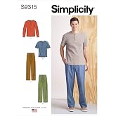 Simplicity S9315 Men's Knit Tops and Pants Sewing Pattern, Sizes XS-XXL