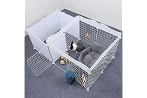 VCZONE 9.5 Sq Ft Guinea Pig Playpen Indoor with Door and Lace, 14 Panel DIY Playpen Cage for Small Animal Rabbit, Guinea Pigs, Small Dog and Cat, 49.2x28x22 inch, Decorations Not Included