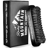 Men's Hair Brush- 100% Pure Black Boar Hair Natural Bristle for Beard, Moustache - Firm Military Style with Handmade Wood Han
