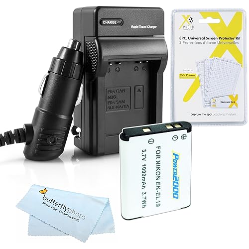 Battery and Charger Kit for Nikon COOLPIX S2800, S3700, S2900, S33