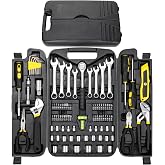 TLGREEN 95 Piece Tool Set, Tool Kit, Mechanics Tool Set, Portable Toolbox with Adjustable Wrench Pliers Socket Bits, with Pla