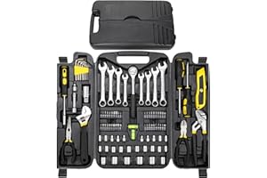 TLGREEN 95 Piece Tool Set, Tool Kit, Mechanics Tool Set, Portable Toolbox with Adjustable Wrench Pliers Socket Bits, with Pla