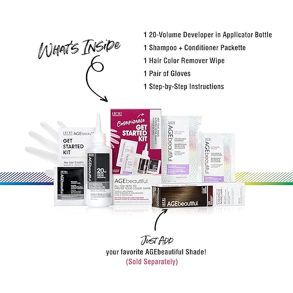 AGE BEAUTIFUL PERMANENT HAIR COLOR DYE LIQUI CREME STARTER KIT | DEVELOPER | APPLICATOR BOTTLE | SHAMPOO | CONDITIONER | GLOVES | SALON COLORING TOOLS