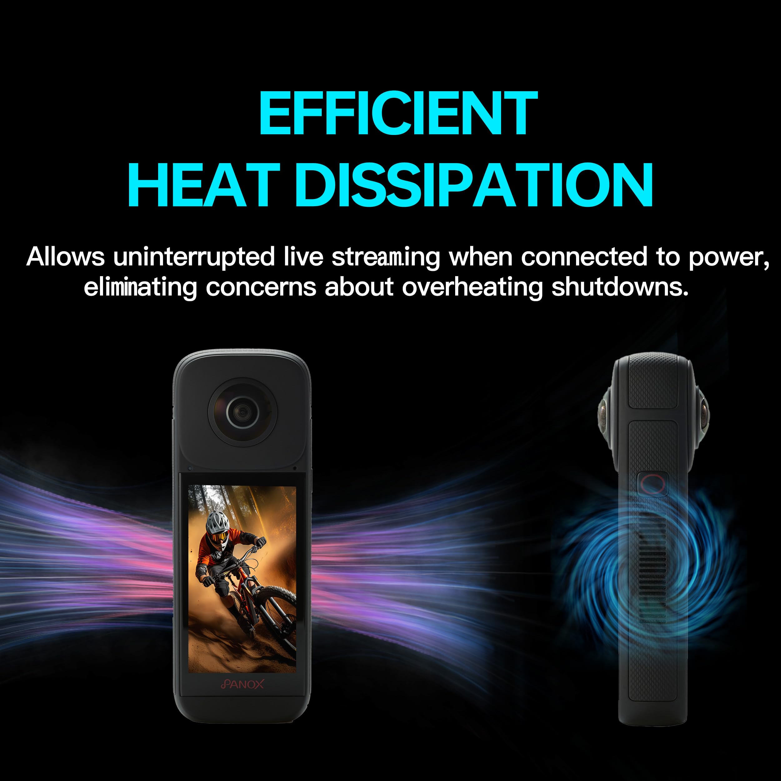 PANOX V2 360 Camera for Motorcycle - 72MP Photo, 5.7K Video, 4K Live 360° Camera, GPS Panorama, Android 10 OS, AI Editing, Stabilization, and Multi-Platform Live Streaming