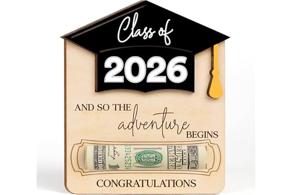 Graduation Money Holder 2026, Wooden Class of 2026 Graduation Gifts Money Holder, Unique Graduate Gifts for Him Her Daughter Son Seniors, Grad Cash Holders for University, College (Black 2026)