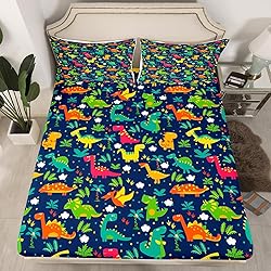 Cute Cartoon Dinosaur Kids Fitted Sheet for Boys