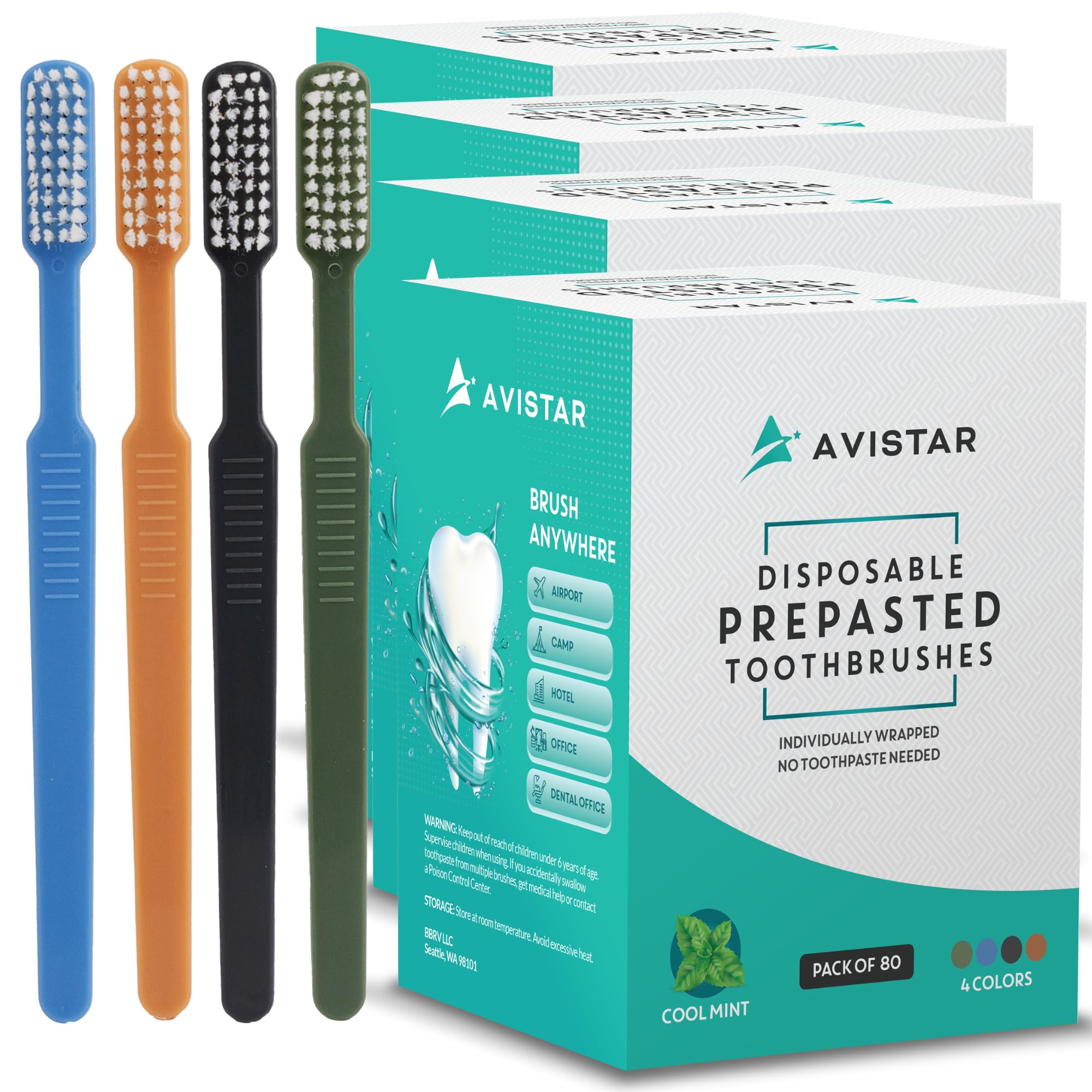 Photo 1 of 320 Prepasted Disposable Toothbrushes Individually Wrapped - Single Use Pre Pasted Disposable Toothbrushes with Toothpaste Built In - Waterless Toothbrush for Travel, Airbnb Guests, Hotel, & Camping