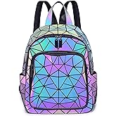 SIYUE Luminous Geometric Backpacks Women Purses and Handbags Holographic Reflective Bags Iridescent Backpack A1