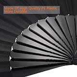 Blulu 4 Pcs Black Folding Hand Fan 9 Inch Oriental Cloth Fabric view 3