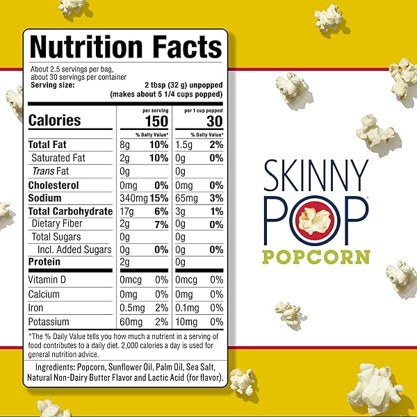 SKINNYPOP POPCORN, BUTTER MICROWAVE, 2.8OZ, 12 BOXES (3 BAGS PER BOX)