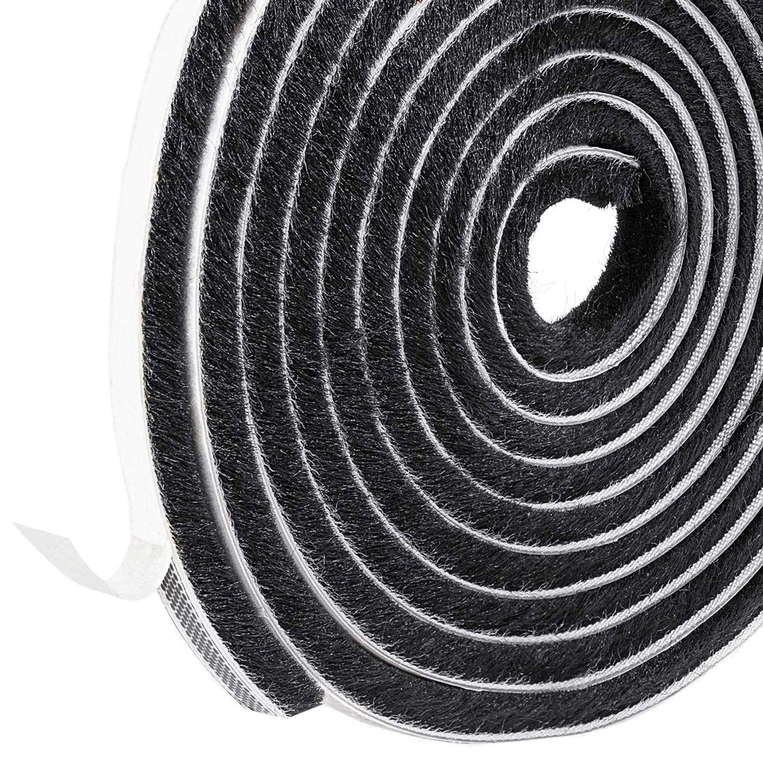 RFWIN Brush Weather Stripping Seal Strip Draft-Air Stopper Self-Adhesive Windows Frame Brush Seal Draught Excluder, 9mm x 5mm x 5m