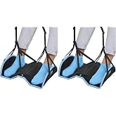 Everlasting Comfort Airplane Foot Hammock - Memory Foam Foot Rest for Plane Travel - Portable Foot Rest for Air Travel, Desk &amp; Car - Airplane Essentials Foot Hammock for Plane Travel (Pack of 2)