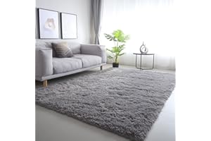 CAIYUECS Fluffy Area Rug,3x5 Feet Shag Fuzzy Rugs for Living Room Bedroom, Gray Non-Slip Shaggy Carpets for Kids Girls Baby's Room, Furry Rugs for Nursery Decor, Floor Rugs for Dorm Room