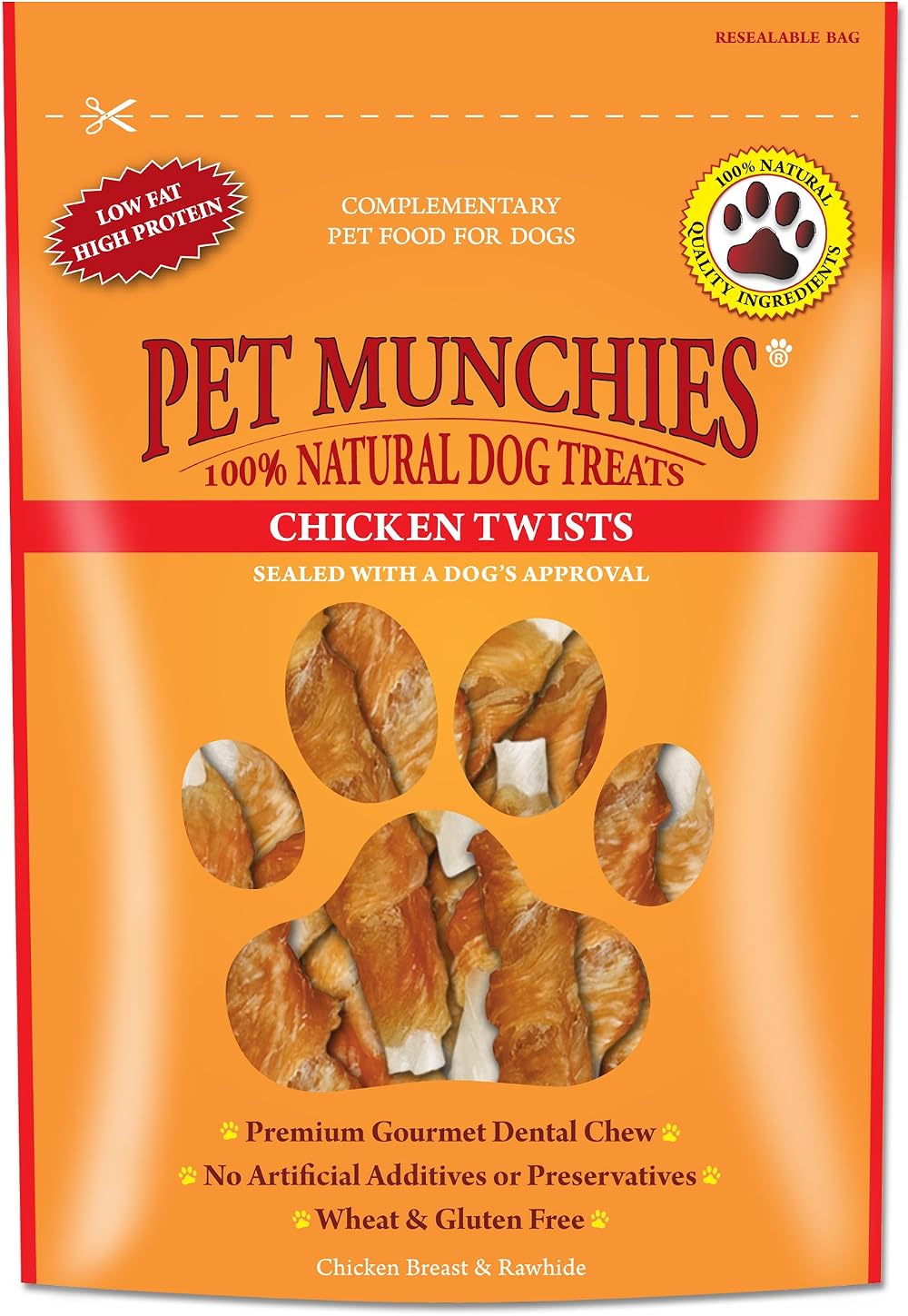 PET MUNCHIES Chicken Twists Dog Treats 8 x 80g Grain Free Dental Sticks