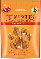 PET MUNCHIES Chicken Twists Dog Treats 8 x 80g Grain Free Dental Sticks