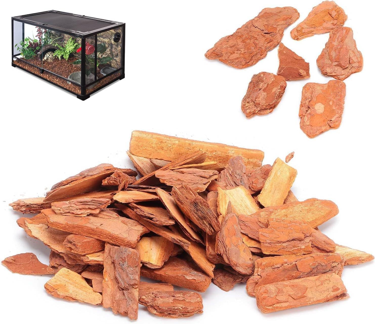 HERCHR Bark Bedding Reptile Box Bedding Pine Bark Granule Tortoise Granule Substrate Bearded Dragon Tank Flooring for Reptiles Tortoises Lizards Snakes Gecko Chameleon Tank Accessories (L)