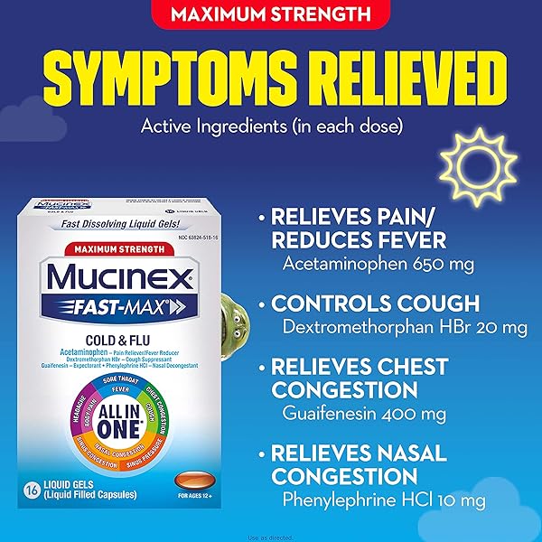 MUCINEX MAXIMUM STRENGTH FAST-MAX COLD & FLU ALL-IN-ONE LIQUID GELS, 16CT (PACKAGING MAY VARY)
