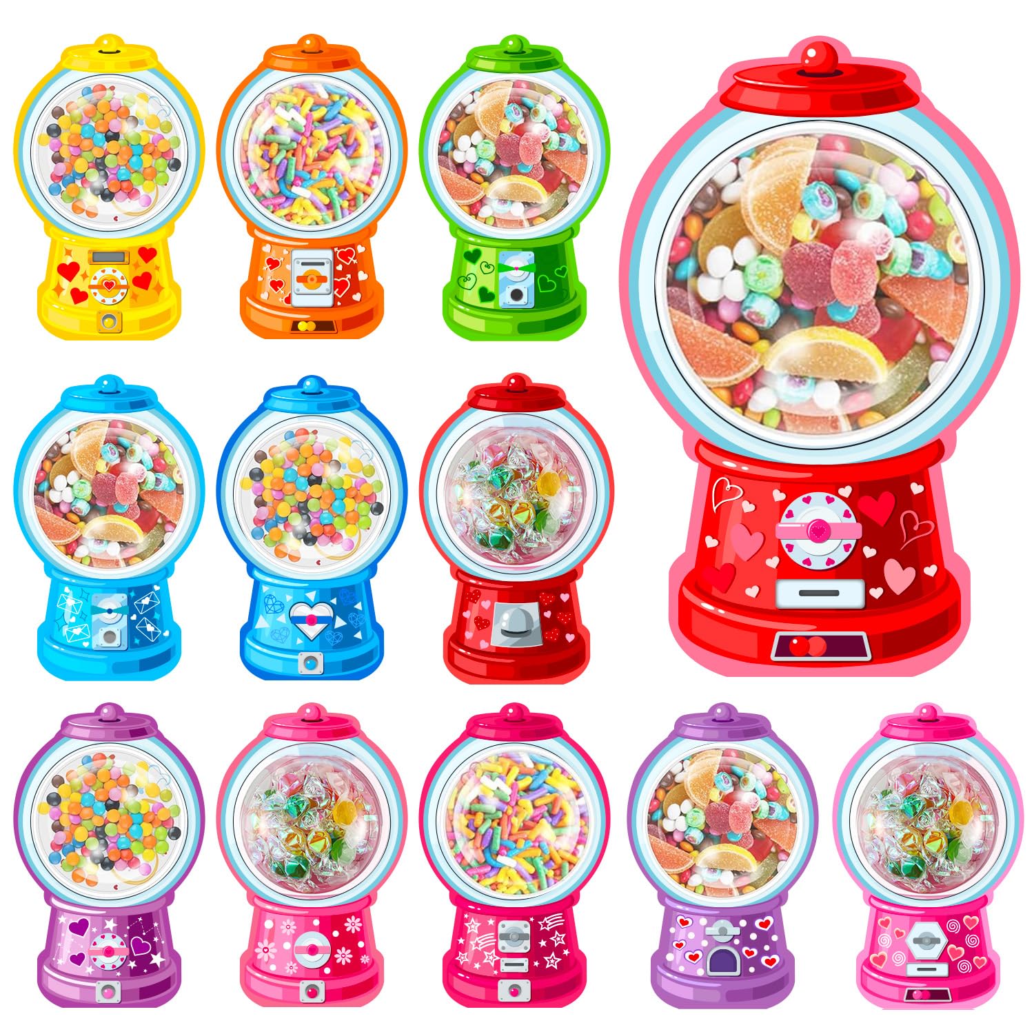 View 1 of 48 Pack Valentine's Day Cards for Kids Valentines Bubble Gum Machine Candy Cards Set with Plastic Dome DIY Valentine Exchange Gifts for Boys Girls Toddler School Classrooms Rewards Party Favors