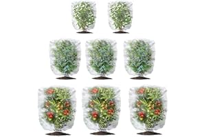 OGORI 8 Pack Garden Netting Mesh Pest Barrier Plant Cover Bags with Drawstring, 3 Size Insect Bird Netting Blueberry Bush Tomato Plant Protection Netting for Cicadas Fruits Trees Vegetables