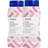 Amazon Brand - Solimo Baby Sunscreen SPF 50, Reef Friendly (Octinoxate & Oxybenzone Free), 8 Fluid Ounce (Pack of 2)