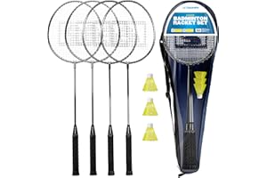 Triumph Sports 4-Player Badminton Set with 4 Rackets, 3 Shuttlecocks and 1 Carry Case, Black