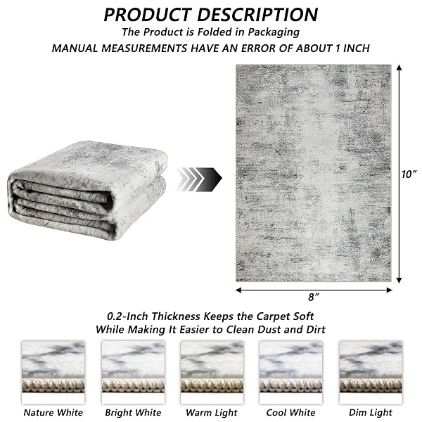CAPSLPAD 8X10 ABSTRACT AREA RUG, NON-SLIP WASHABLE FOLDABLE RUG, LOW PILE ULTRA SOFT NON-SHEDDING, MODERN GREY STAIN RESISTANT LARGE RUG FOR LIVING ROOM, BEDROOM, OFFICE, DINING, ROOM