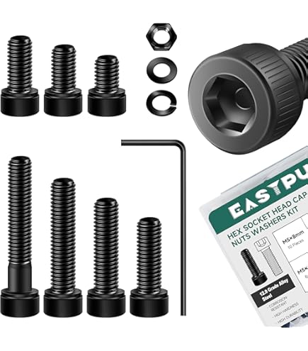 Kozelo 480pcs M2 Socket Head Cap Screws Bolts Nuts Assortment Kit - [M2x3/4/6/8/10/12/16mm] Alloy Steel Fully Threaded Black Oxide 12.9 Internal Hex Screw For 3D Printer Use, With Wrench - View #2