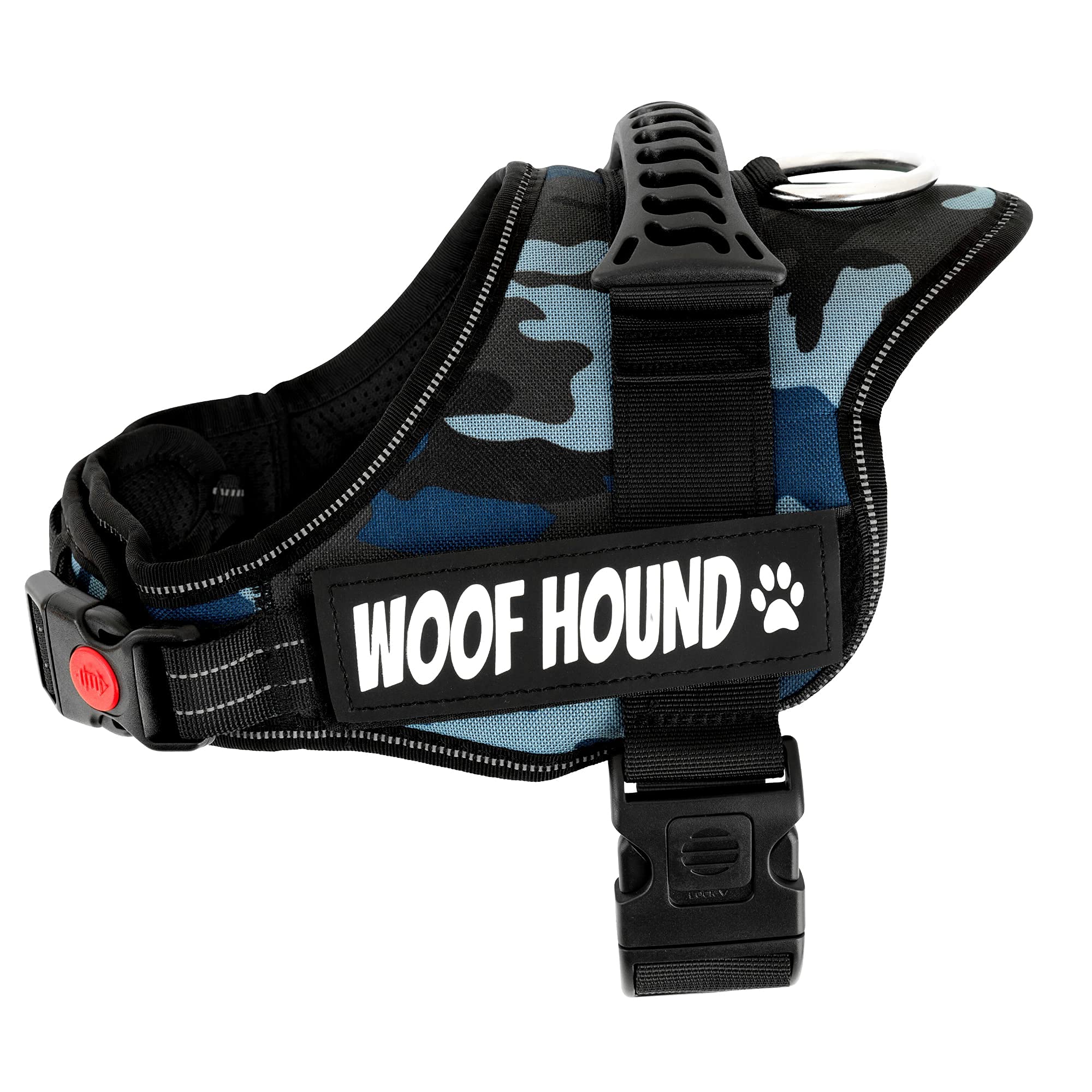 WOOF HOUND - Dog Harness, No Pull, Strong Grip, Adjustable, Reflective, Water Resistant, No Choking, Soft, Padded, Breathable, Light Weight, Rubber Handle, Easy On & Off, For Small Medium Large Dogs