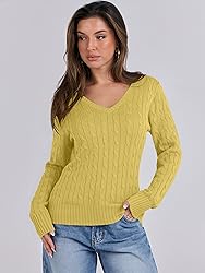 ANRABESS Womens Long Sleeve Cable Knit Sweater 2025