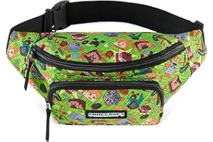Minecraft Boys Fashion Waist Pack with Adjustable Strap, Creeper Travel Bag - Gamer Gifts (Multi)