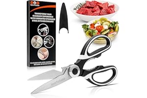 SpartaSake Premium Stainless Steel All Purpose Kitchen Shears with Sleeve - Heavy Duty Ultra Sharp Kitchen Scissors for Food 