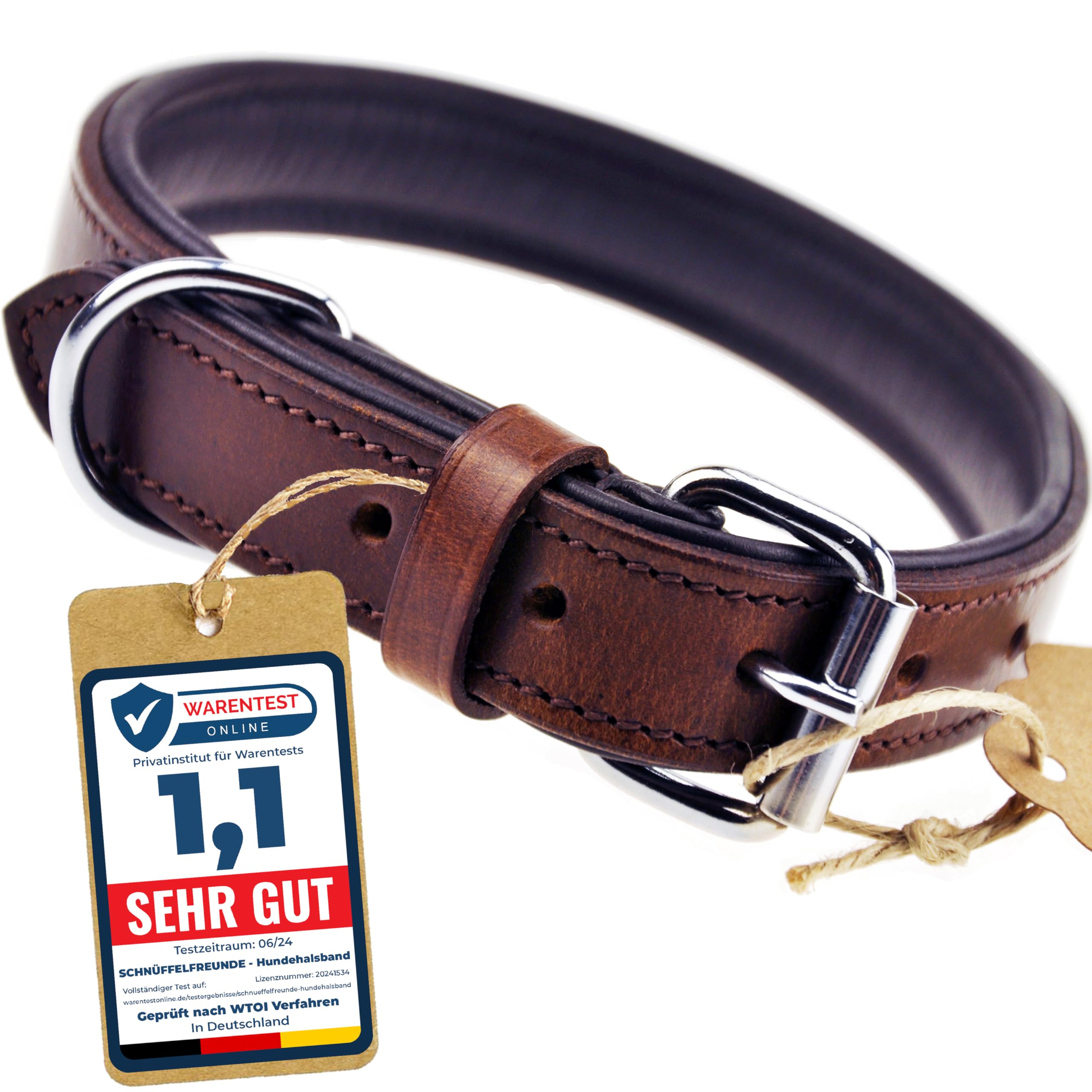 Schnüffelfreunde Leather Dog Collar (S - 24-30cm, Brown) — image 1