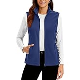TACVASEN Women's Fleece Vest Lightweight Warm Vests Outerwear Sleeveless Zip Jacket Fall Winter Soft Vest with Pockets