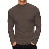 Mens Mock Turtleneck Long Sleeve Basic Pullover Ribbed Thermal T Shirts | Lightweight,Slim Fit, Casual Tops,Undershirts,Comfortable Fabric,Fashion Design,Daily Wear,Office Work,Dating,Holiday