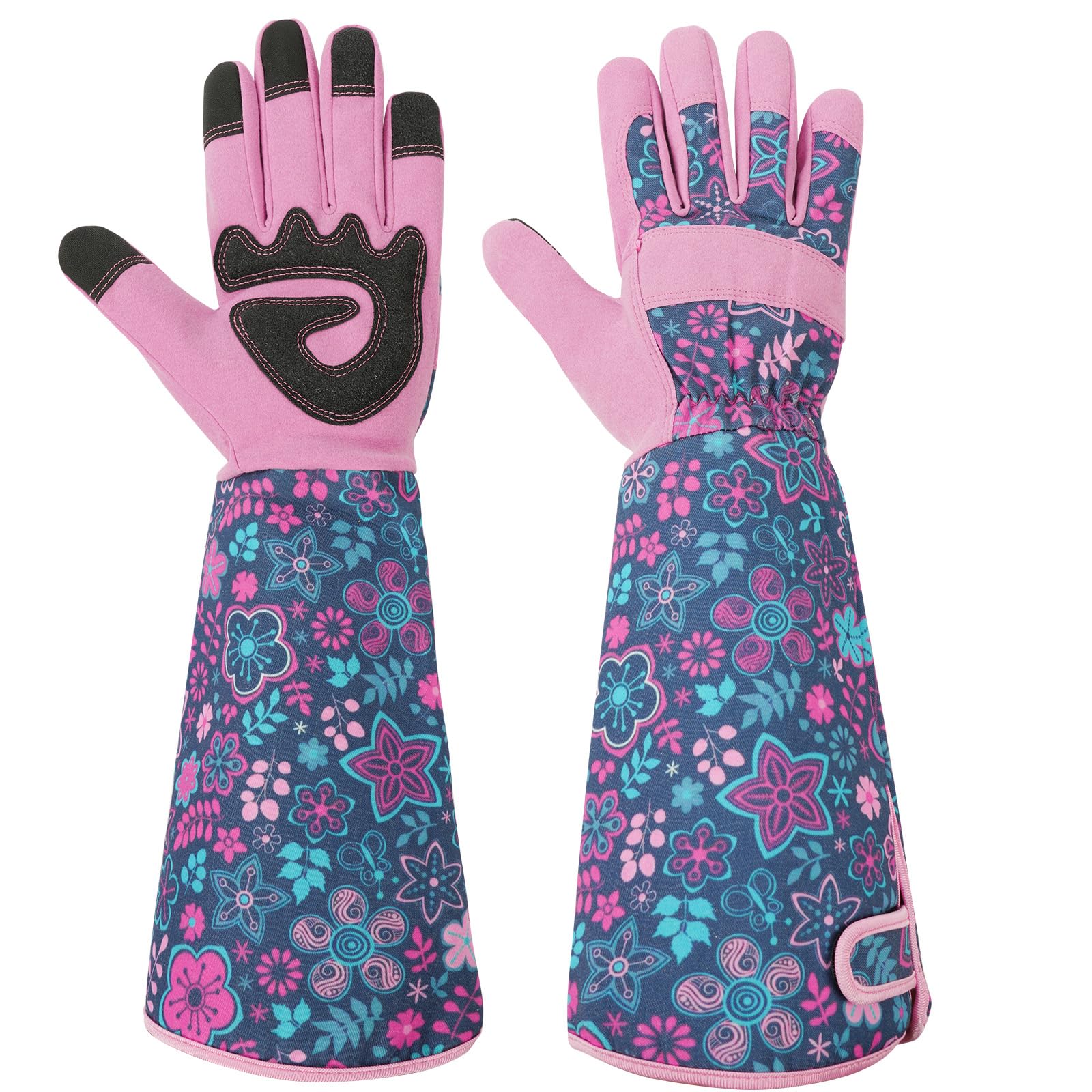 Ainiv Long Gardening Gloves for Women, Pink Thorn Proof, Lightweight Garden Gloves for Outdoor Work (Medium)