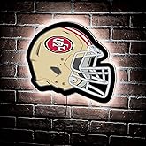 Team Sports America Evergreen NFL San Francisco 49ers Ultra-Thin LED Light Wall Sign Decor | Full Size Replica Helmet | 19.5 x 15 Inches | Made in the USA